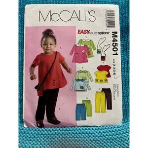 McCalls pattern 4501 toddler dress top pants bag size 1 2 3 4
